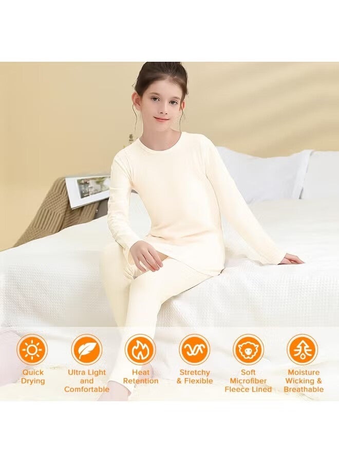 أجريون طبقة قاعدة من الصوف للأطفال - متوسط الوزن بأكمام طويلة من الصوف أعلى للأطفال - ملابس داخلية حرارية للأطفال للجنسين - Image 3